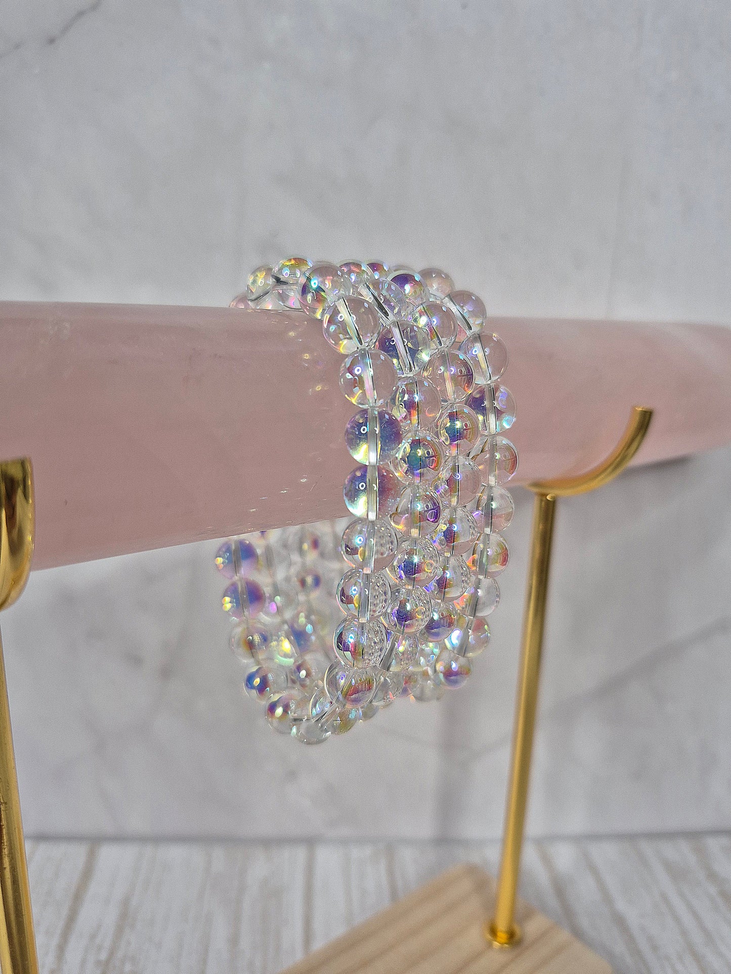 Aura Clear Quartz Beaded Bracelets