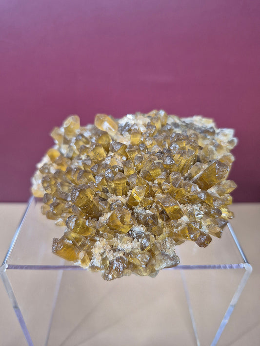 Amber Hexagonal Columnar Calcite Cluster