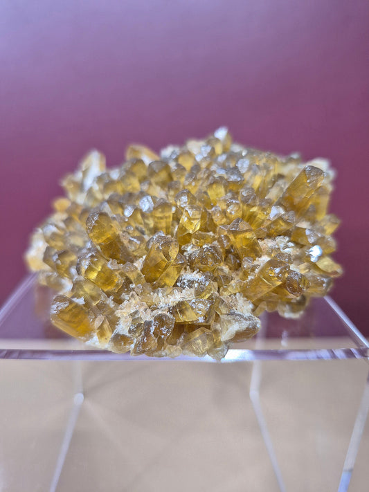 Amber Hexagonal Columnar Calcite Cluster