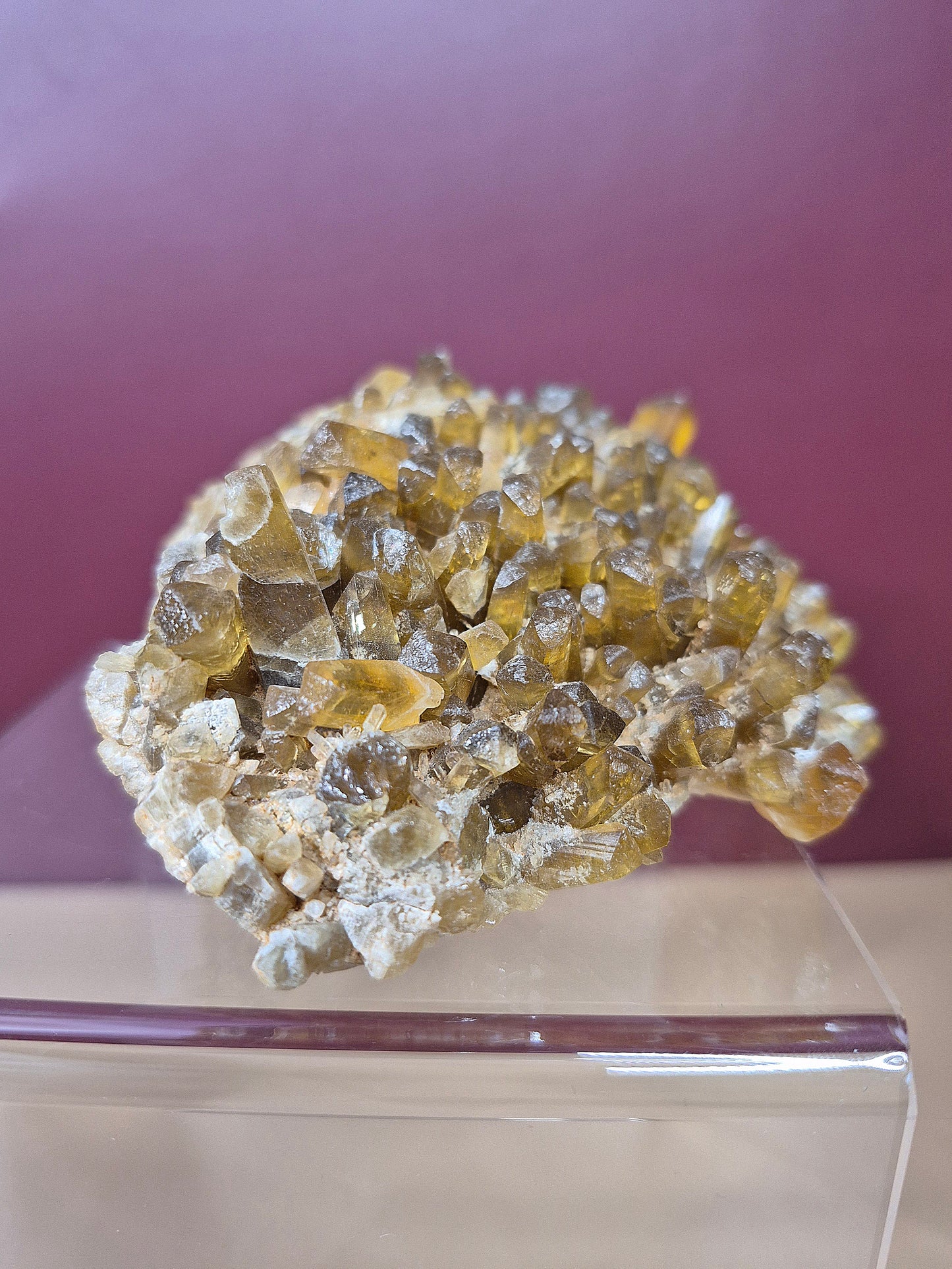 Amber Hexagonal Columnar Calcite Cluster