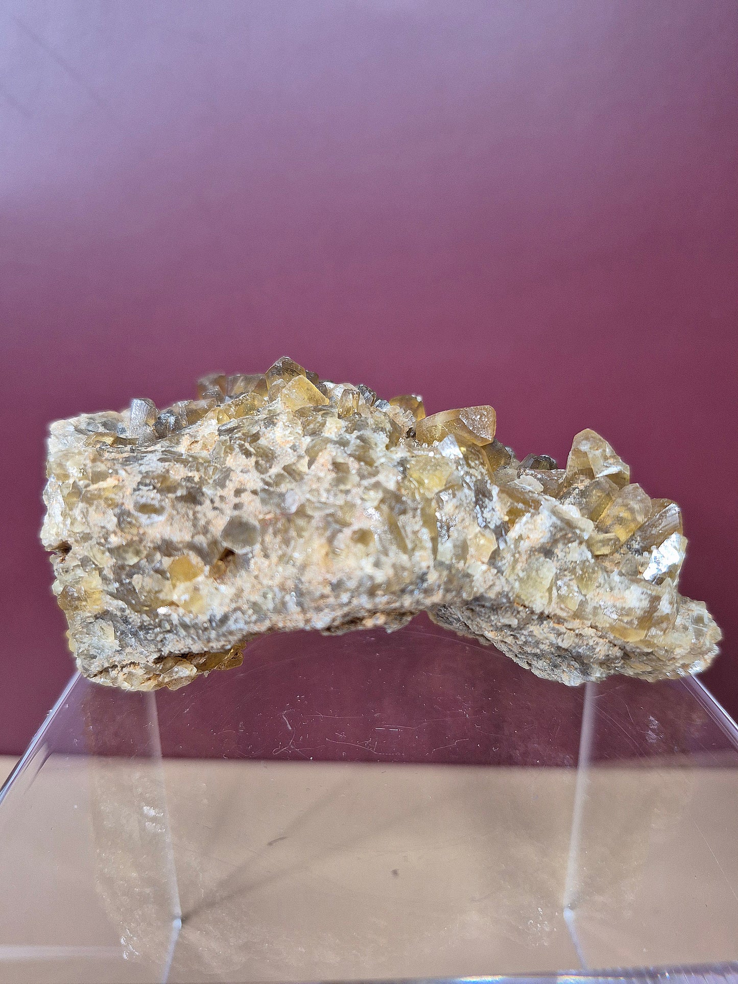 Amber Hexagonal Columnar Calcite Cluster