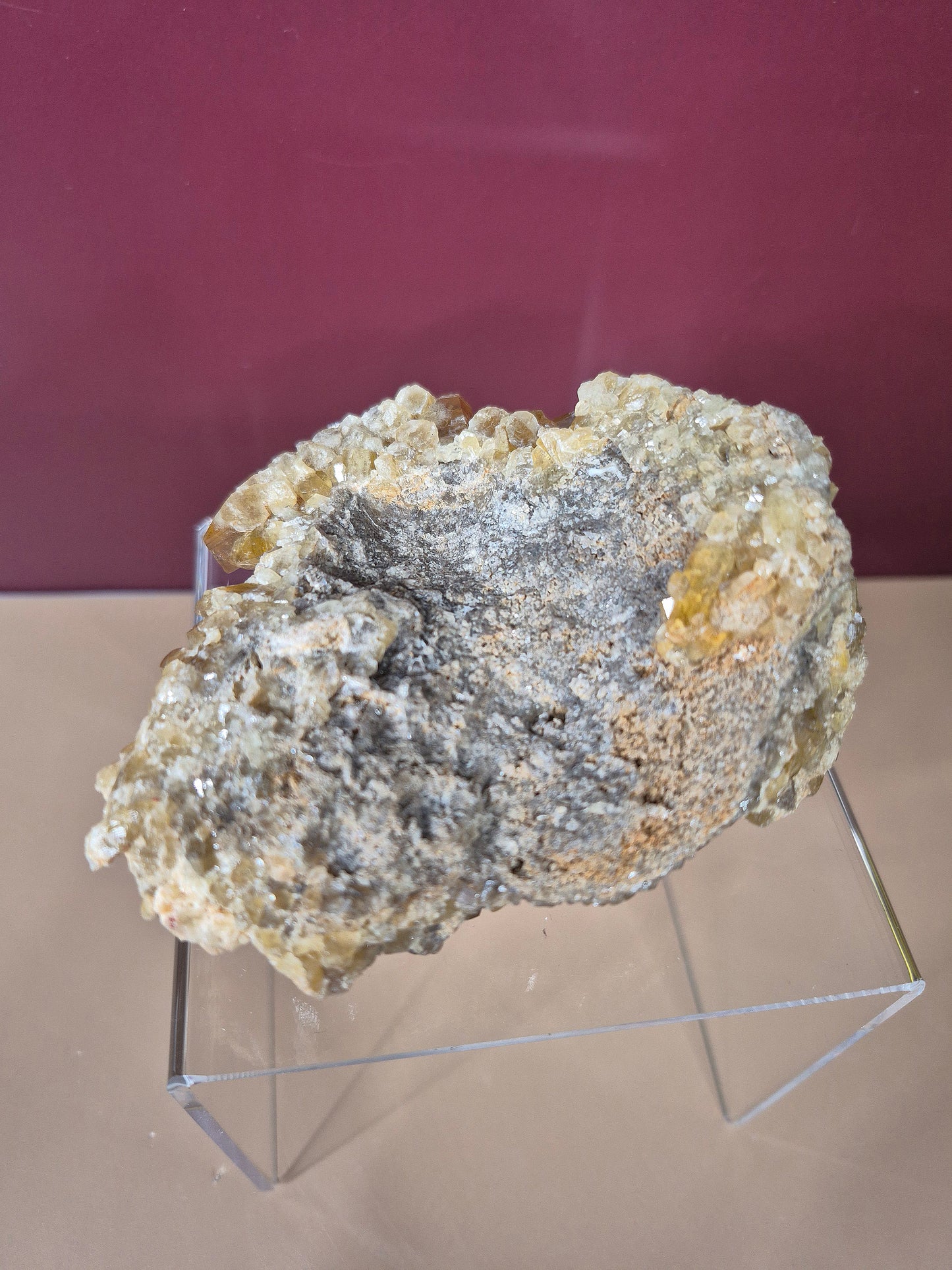 Amber Hexagonal Columnar Calcite Cluster