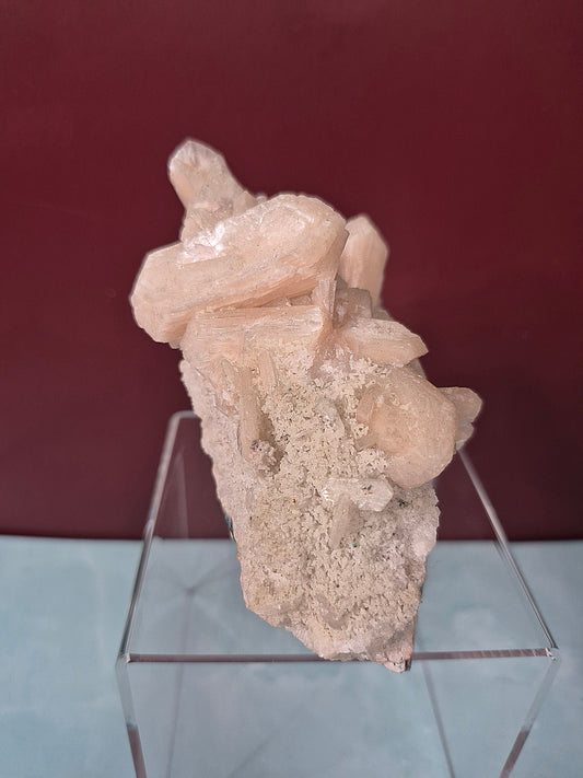 Peach Stilbite on Quartz