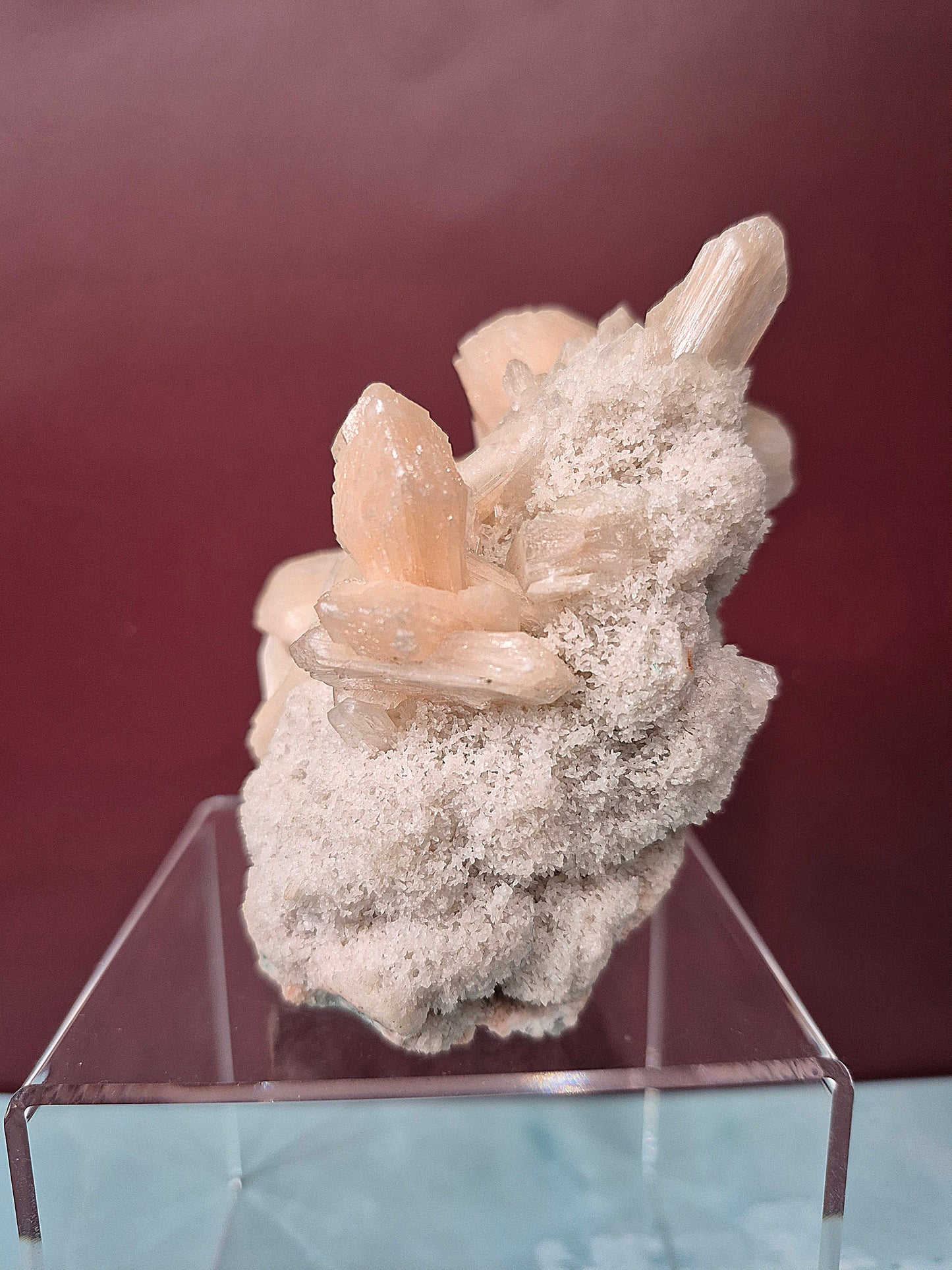 Peach Stilbite on Quartz