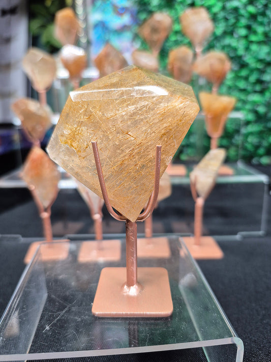Golden Rutilated Quartz Freeforms with Stands (1)
