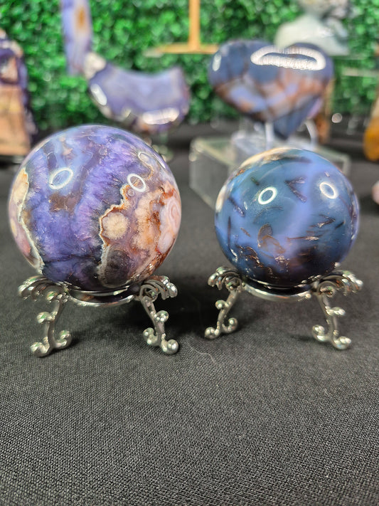 Blue Flower Agate Spheres