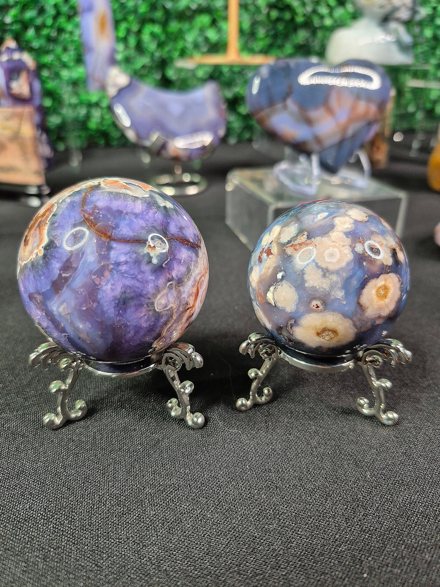 Blue Flower Agate Spheres