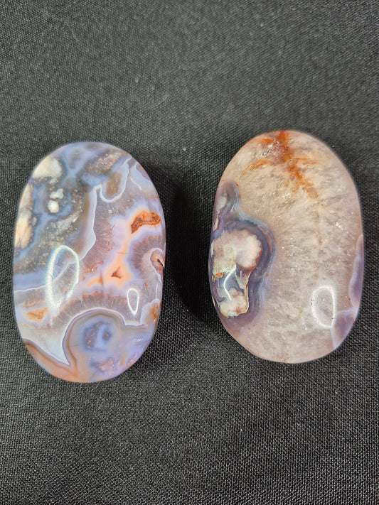 Blue Flower Agate Palm Stones