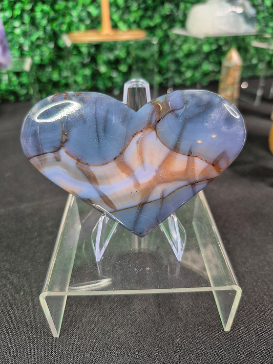 Blue Flower Agate Heart