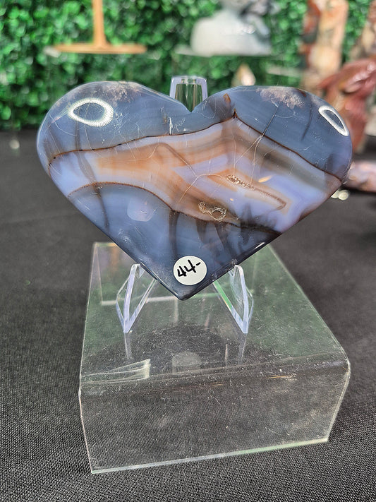 Blue Flower Agate Heart