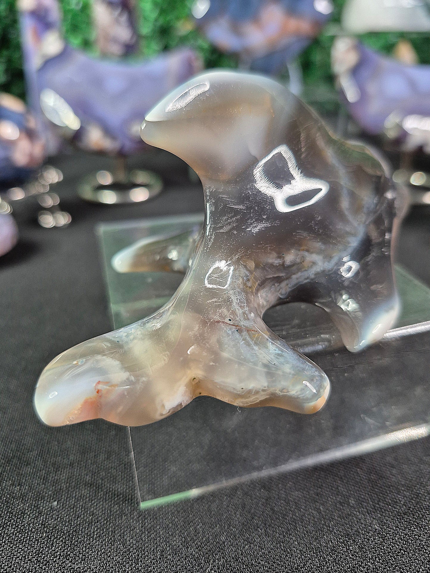 Gorgeous Agate Dolphin Carving