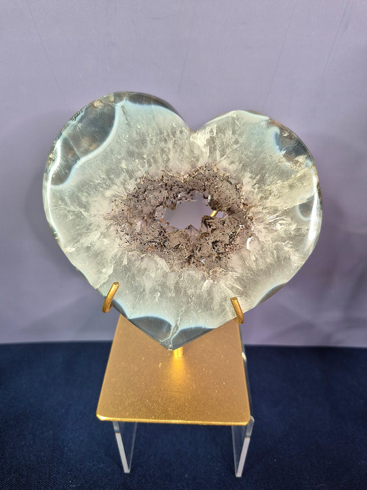 Blue Agate Hearts with Druzy