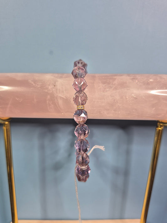Faceted Cut Amethyst Beaded Bracelet (8mm)