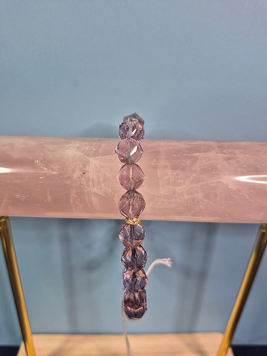 Faceted Cut Amethyst Beaded Bracelet (8mm)