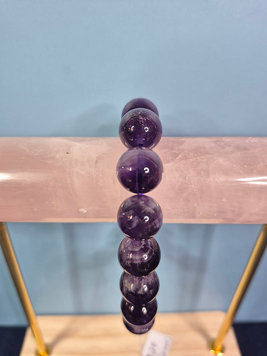 Royal Purple Amethyst Beaded Bracelet (12mm)