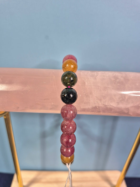Rainbow Tourmaline Beaded Bracelet (8mm)