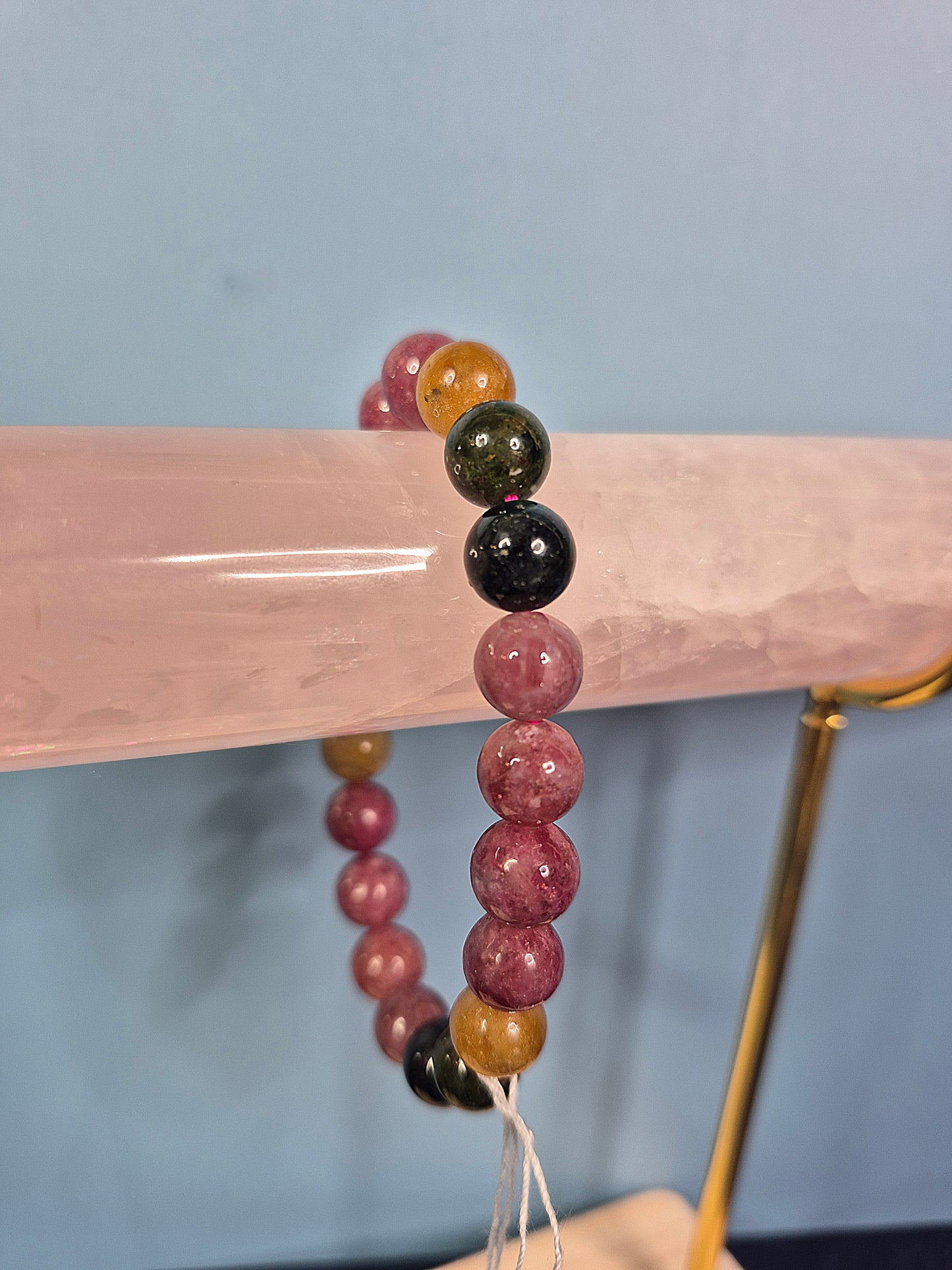 Rainbow Tourmaline Beaded Bracelet (8mm)