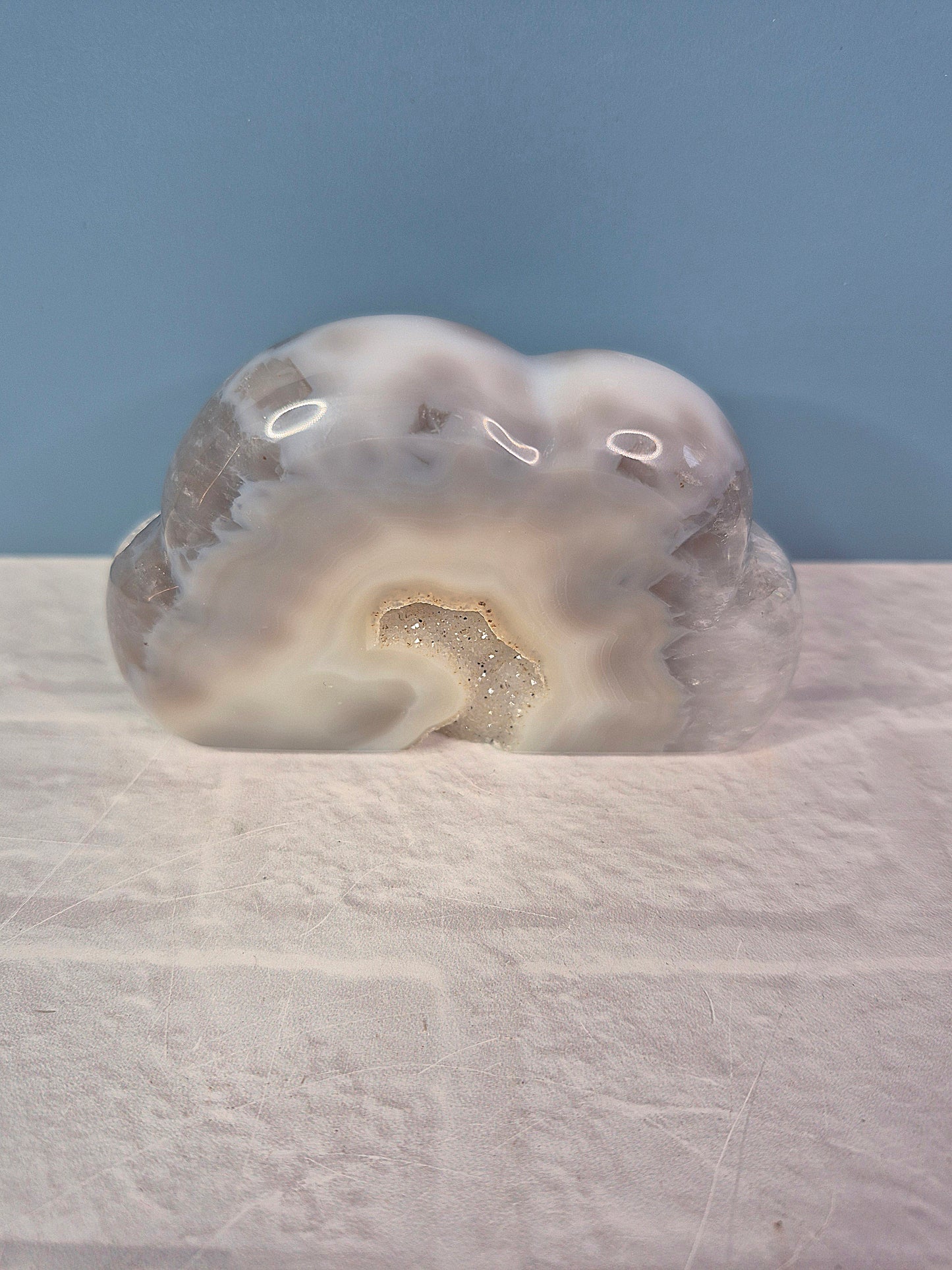 Agate Cloud Carvings with Druzy