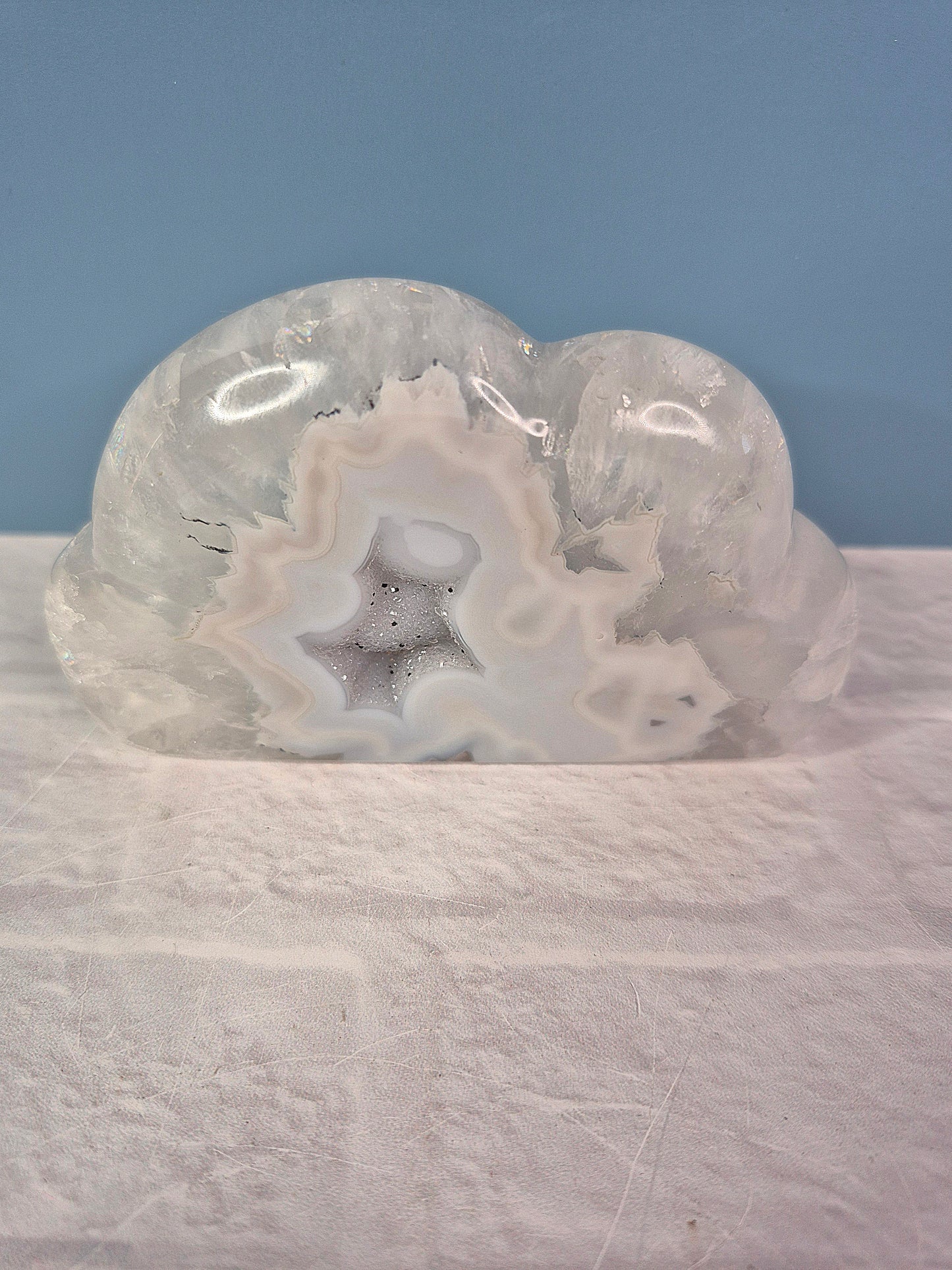 Agate Cloud Carvings with Druzy