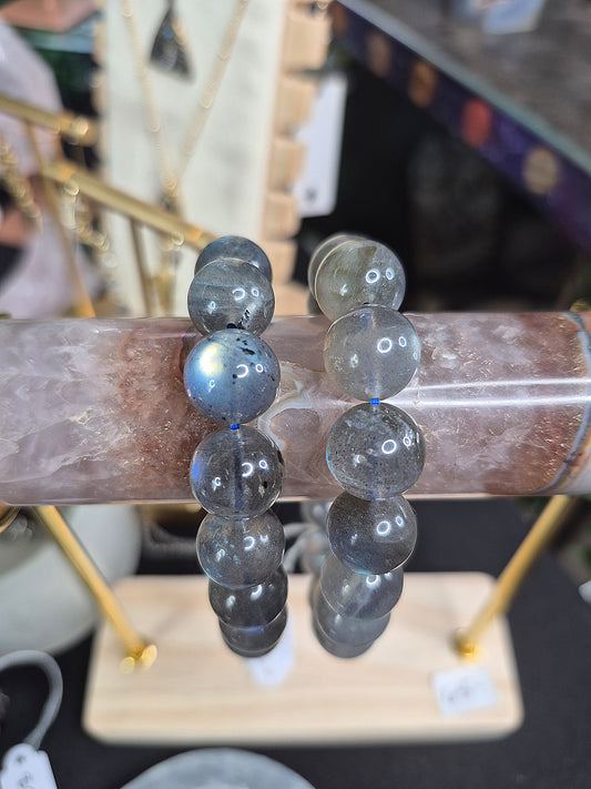 High Flash Labradorite Beaded Bracelet (12mm)