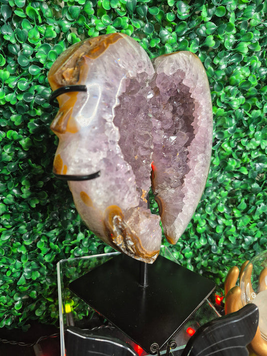Druzy Agate and Amethyst Wings on Stand (XL)