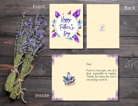 Father’s Day Card Printable • Crystal Wreath Card for Dad • “You’re a Rare Gem” Message • Digital Download