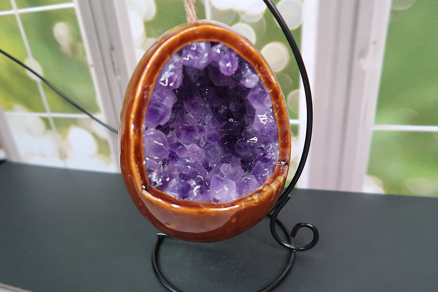 Rose Quartz & Amethyst Swinging Lamps with Stand
