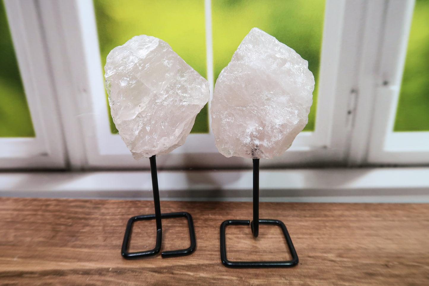 Raw Rose Quartz on Stand