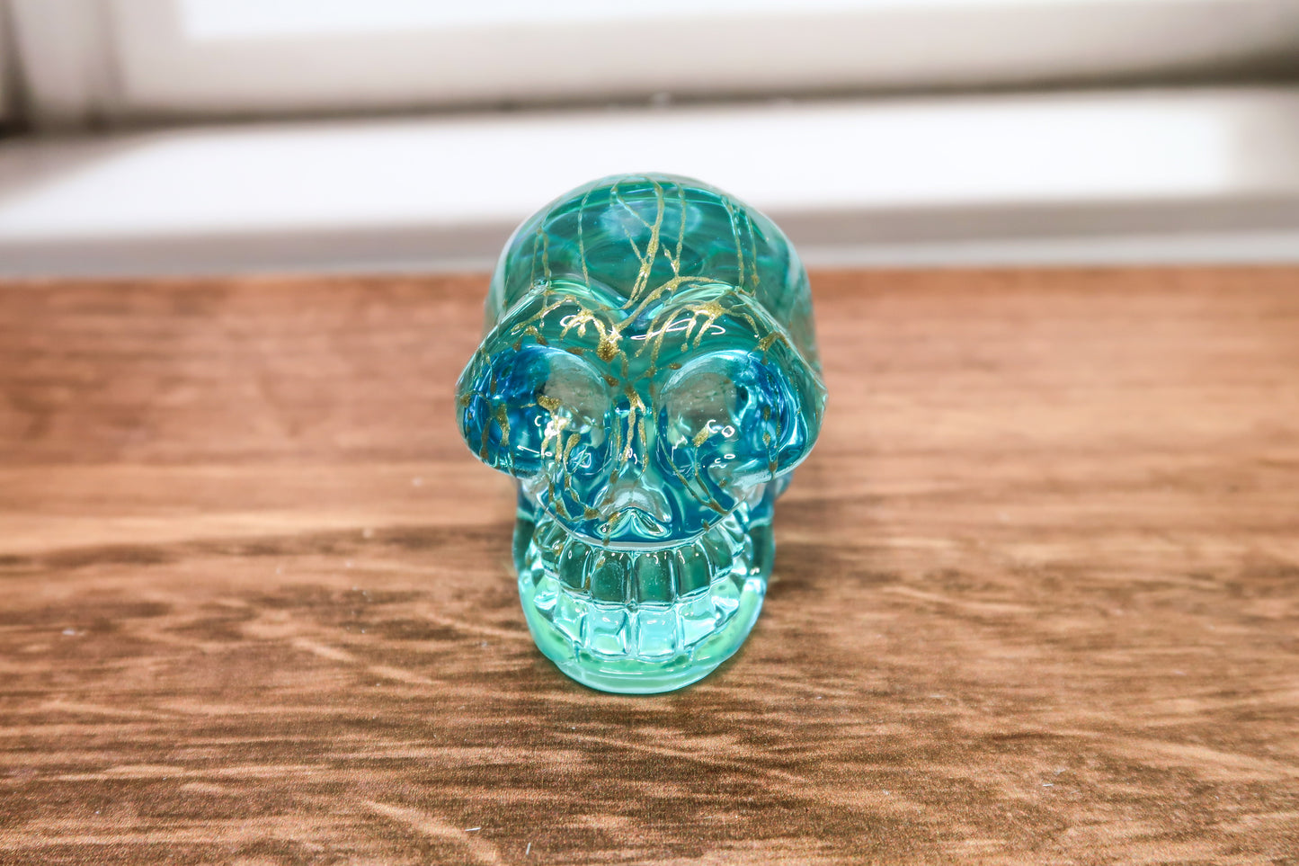 Blue & Gold Acrylic Skull