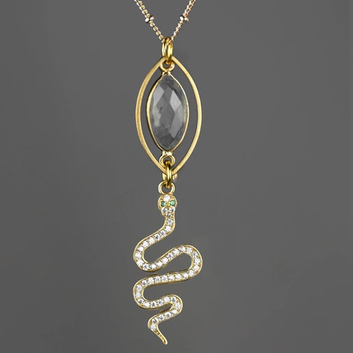 Labradorite Snake Marquise Necklace