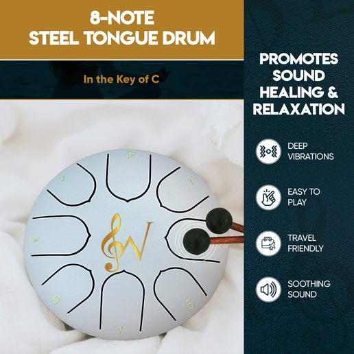 Red Steel Tongue Relaxing Meditation Rain Drum - 8 Notes