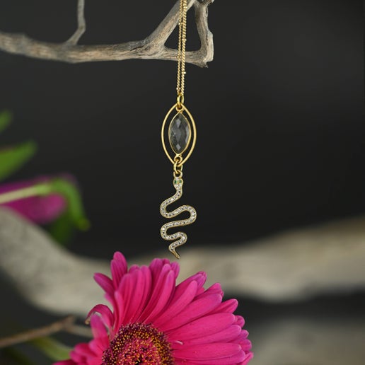 Labradorite Snake Marquise Necklace