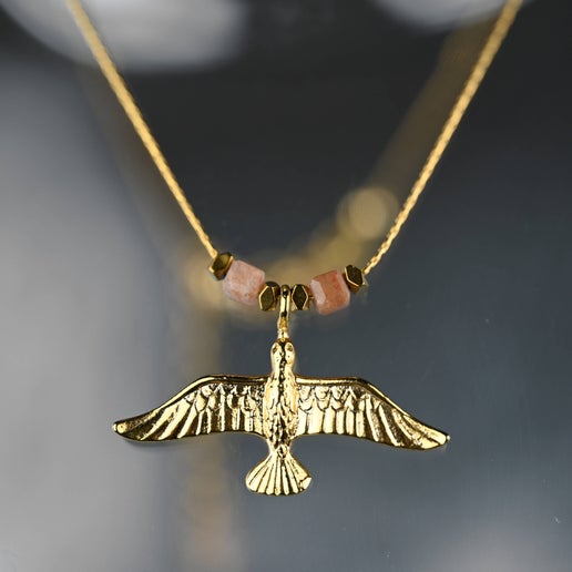 Gorgeous Bird in Flight Necklace with Sunstone