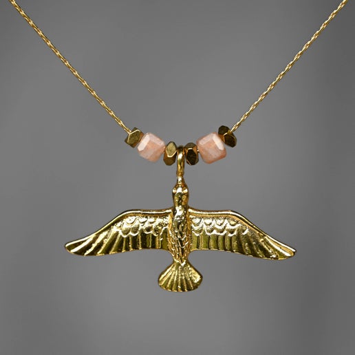Gorgeous Bird in Flight Necklace with Sunstone
