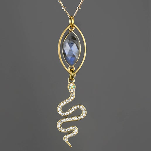 Labradorite Snake Marquise Necklace