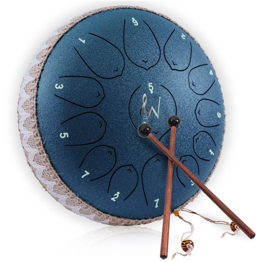 Navy Blue Steel Tongue Relaxing Meditation Rain Drum - 13 Notes