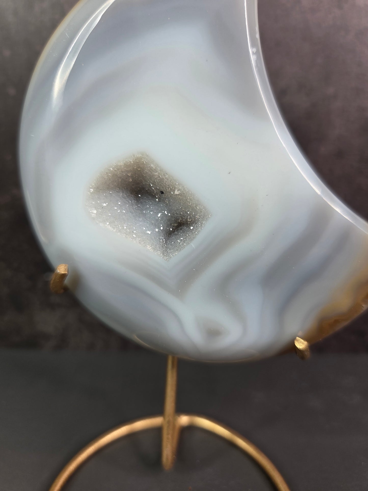 Agate Crescent Moons with Druzy