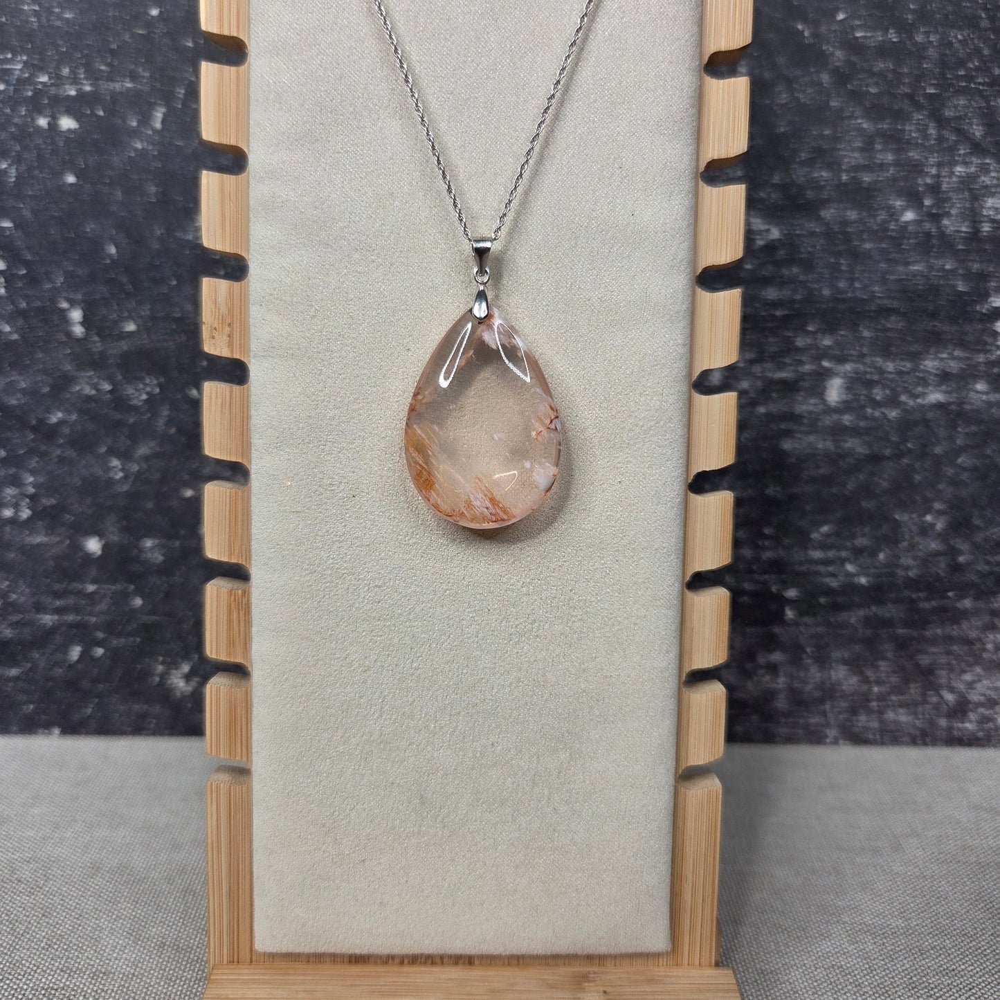 Enchanted Snowflake Garden Quartz Teardrop Pendant Necklaces