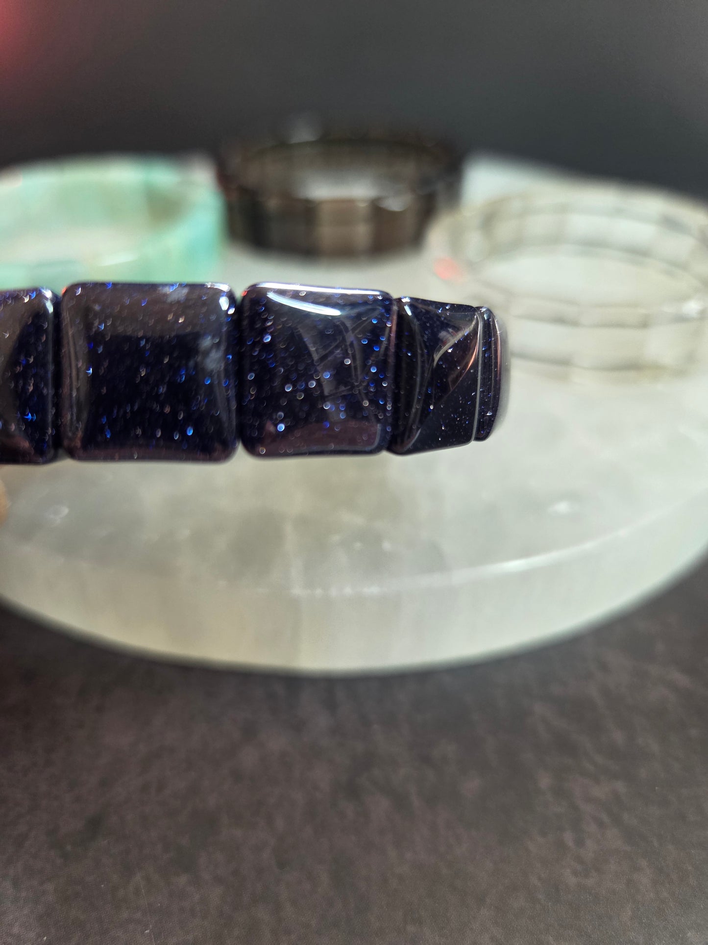 Blue Sandstone Square Beaded Bracelet