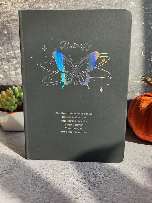 Iridescent Silver and Black Butterfly Journal