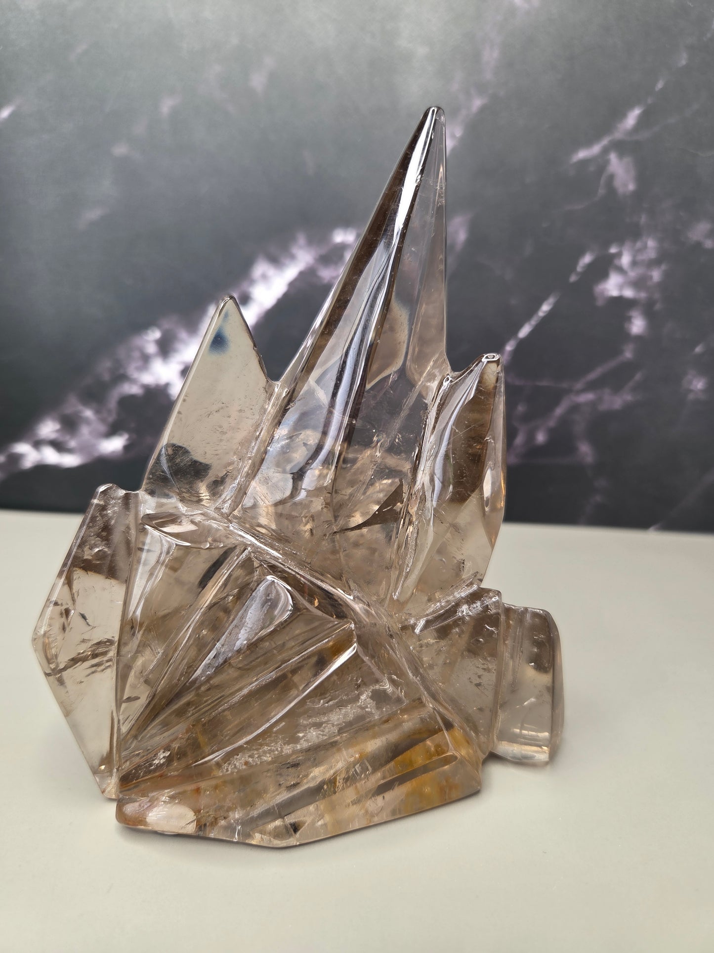 Smoky Quartz Skull Carving