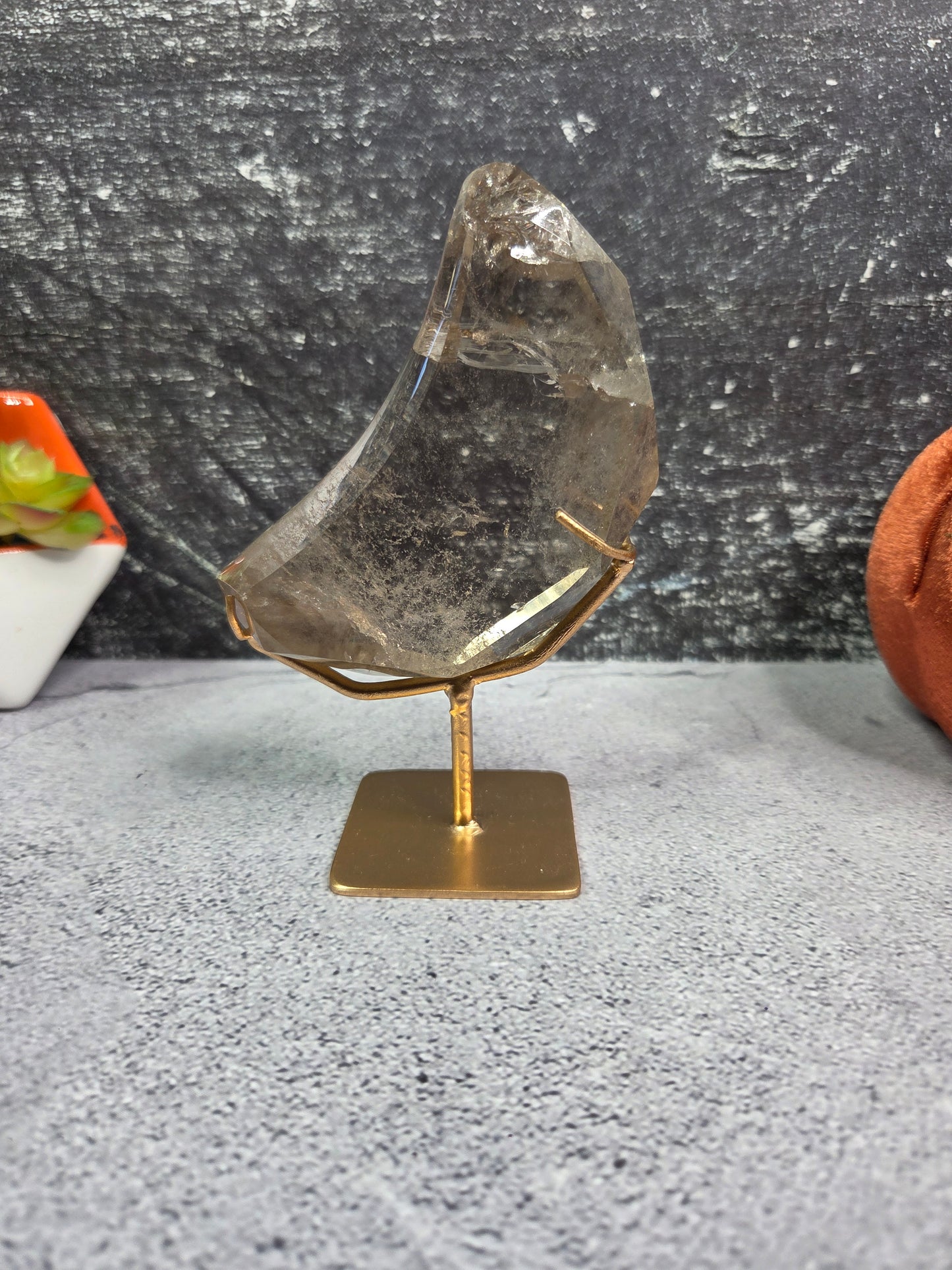 Smoky Quartz Faceted Cut Moon