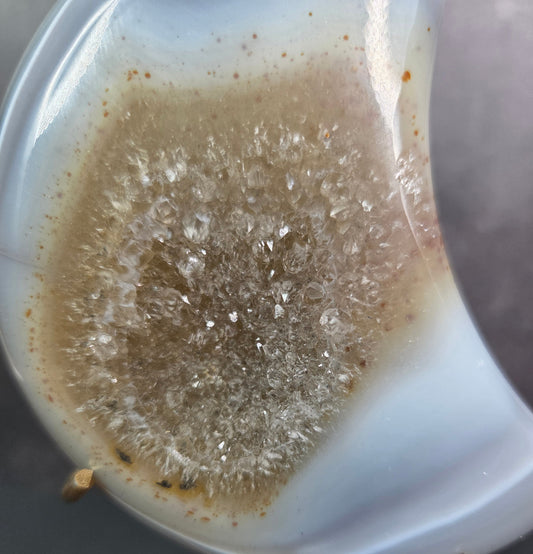 Agate Crescent Moons with Druzy