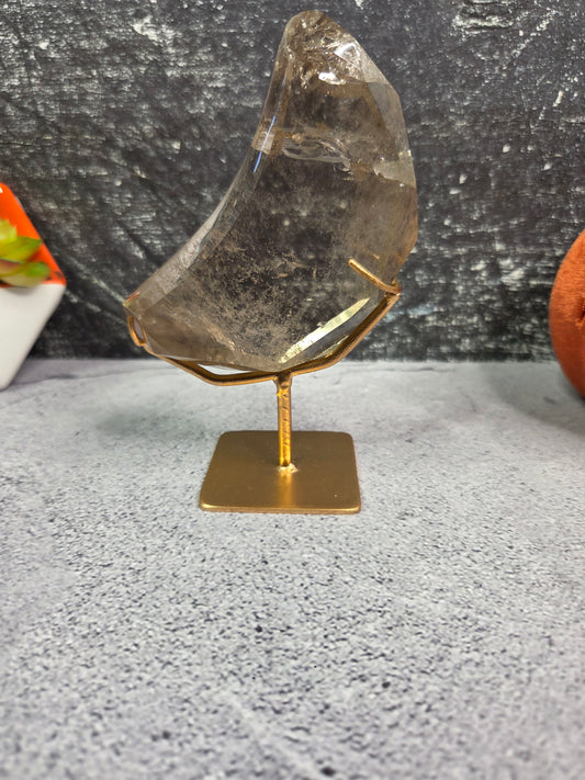 Smoky Quartz Faceted Cut Moon