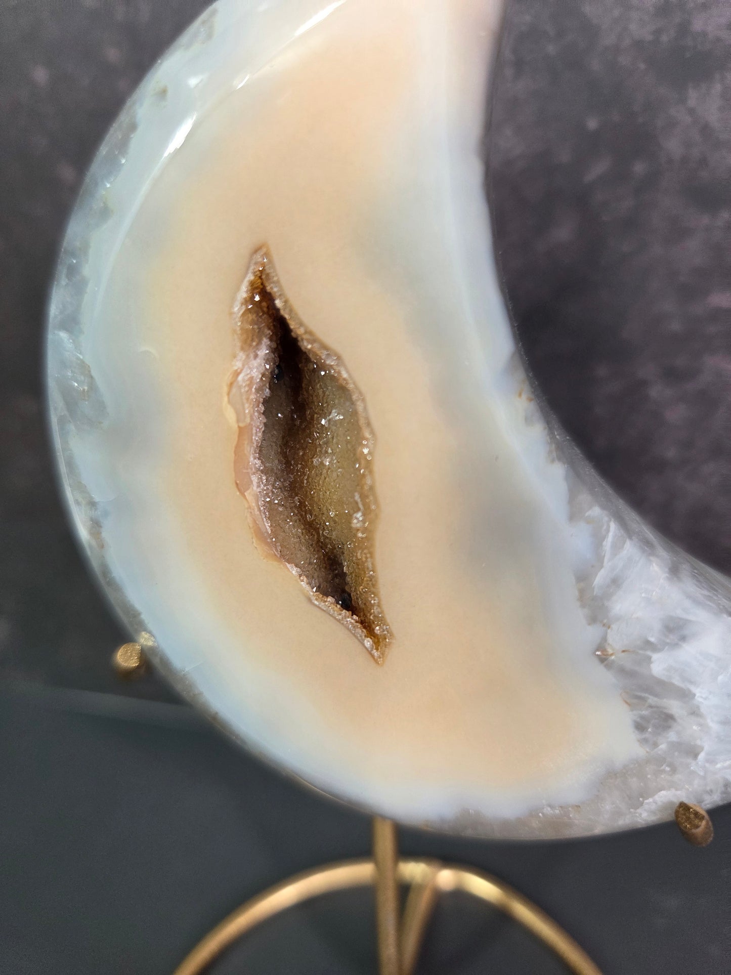 Agate Crescent Moons with Druzy