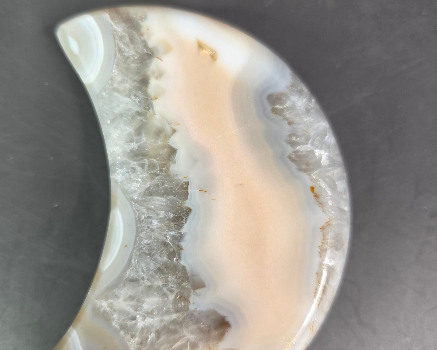 Agate Crescent Moons with Druzy