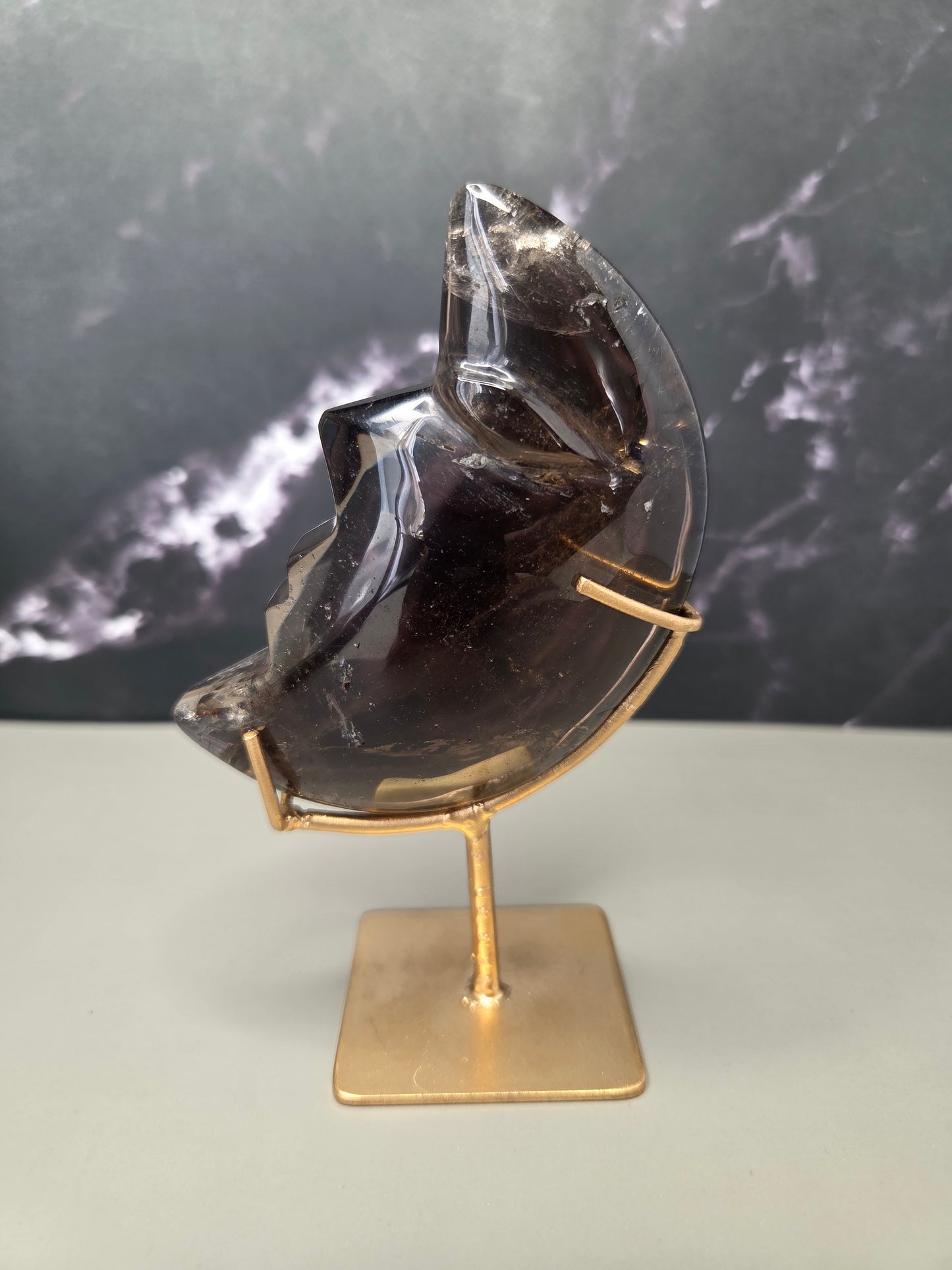 Smoky Quartz Crescent Moons