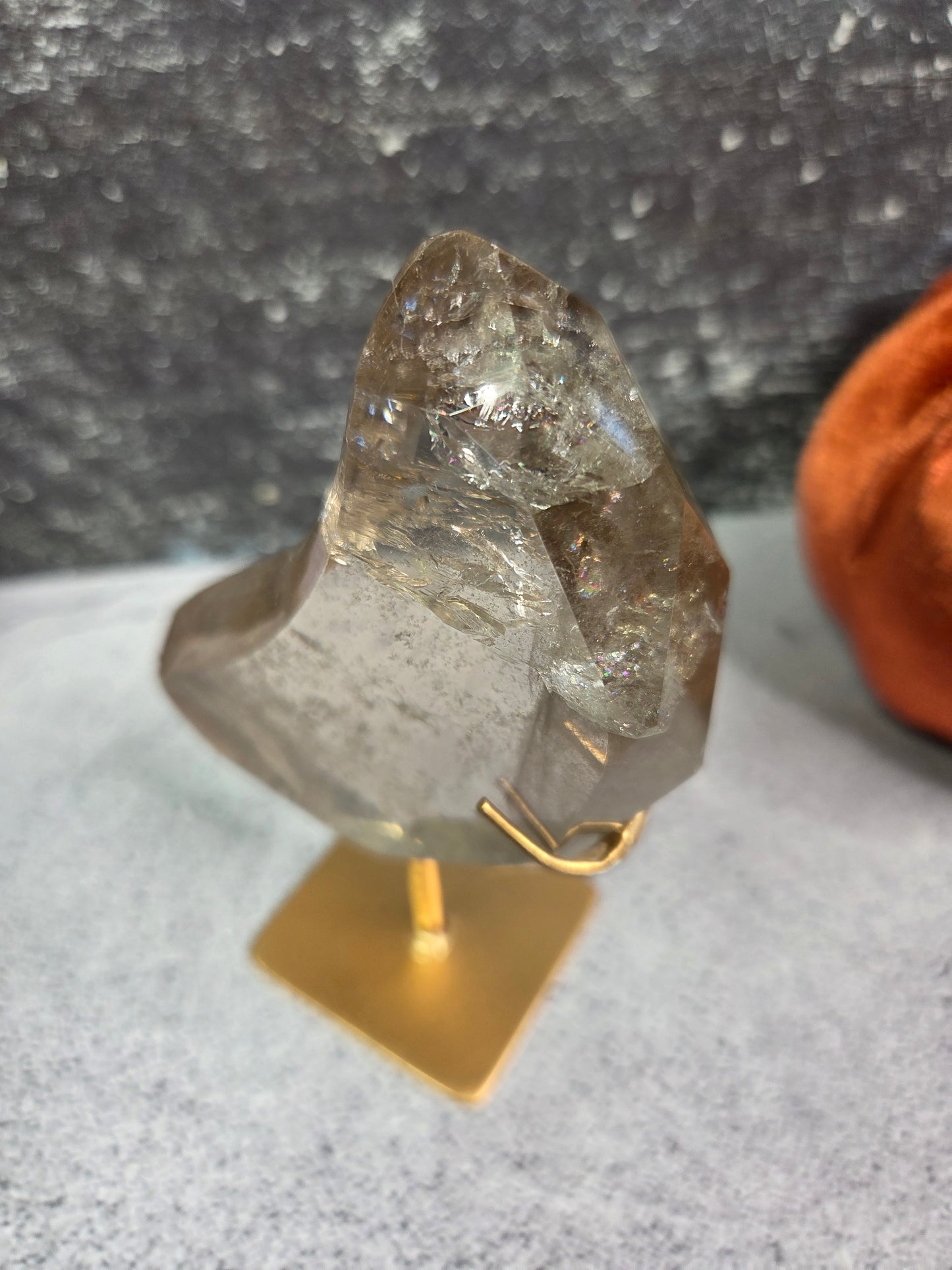 Smoky Quartz Faceted Cut Moon