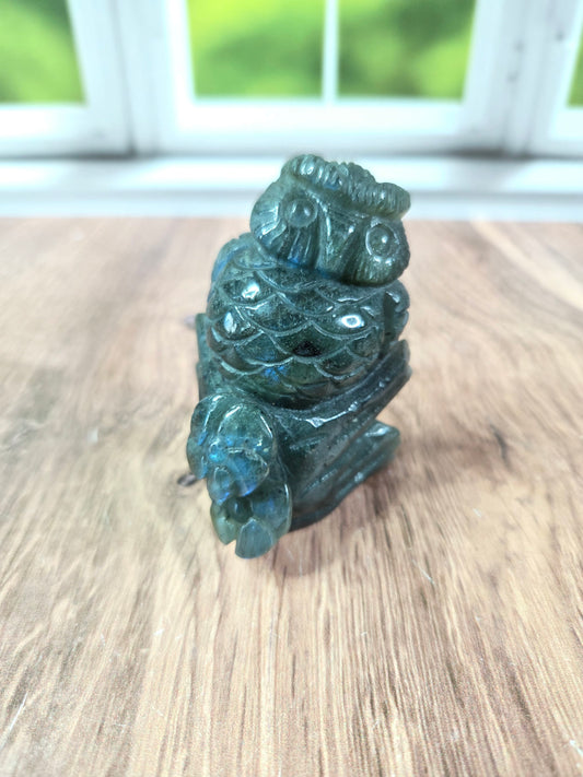 Stunning Labradorite Owl Carvings