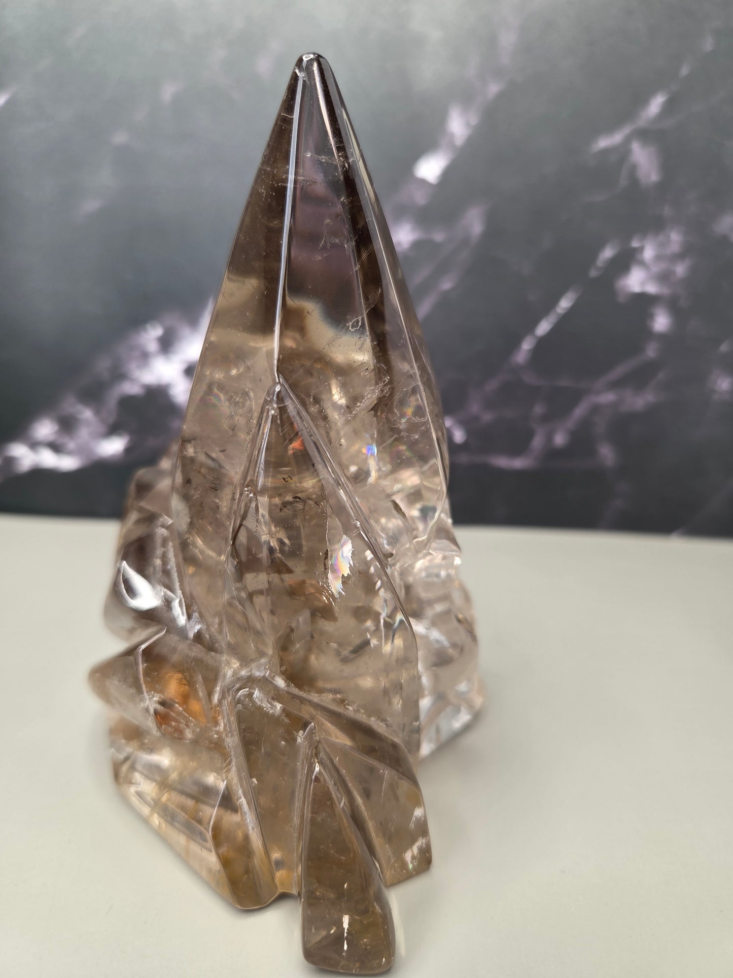 Smoky Quartz Skull Carving